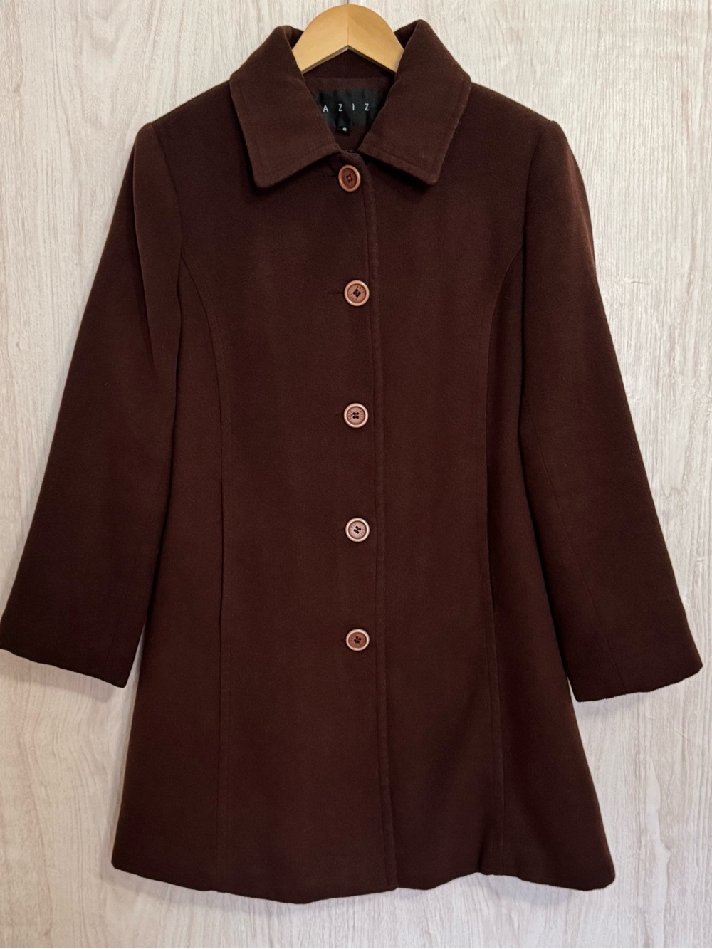 Aziz Women's Brown Single-Breasted Pea Coat size S